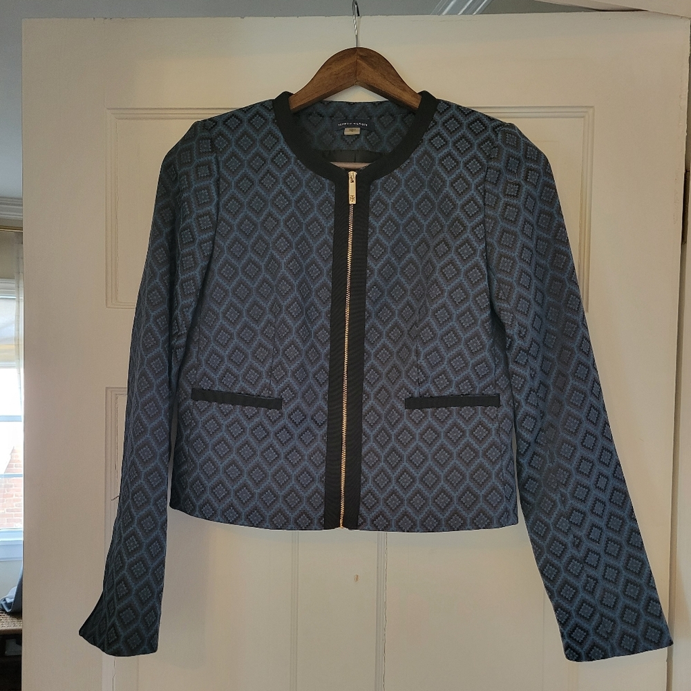 Tommy Hilfiger Blue and Black Patterned Blazer